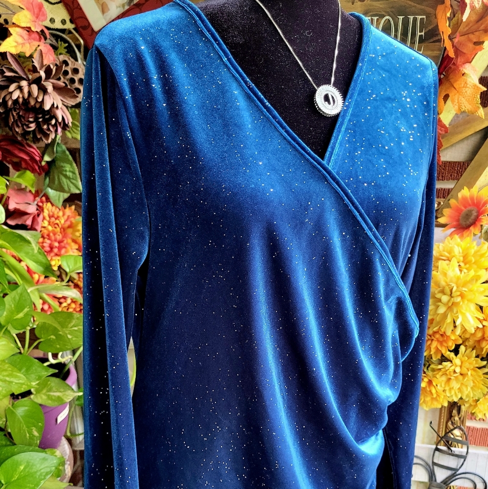Women's Velvet Sparkling Blue Dress